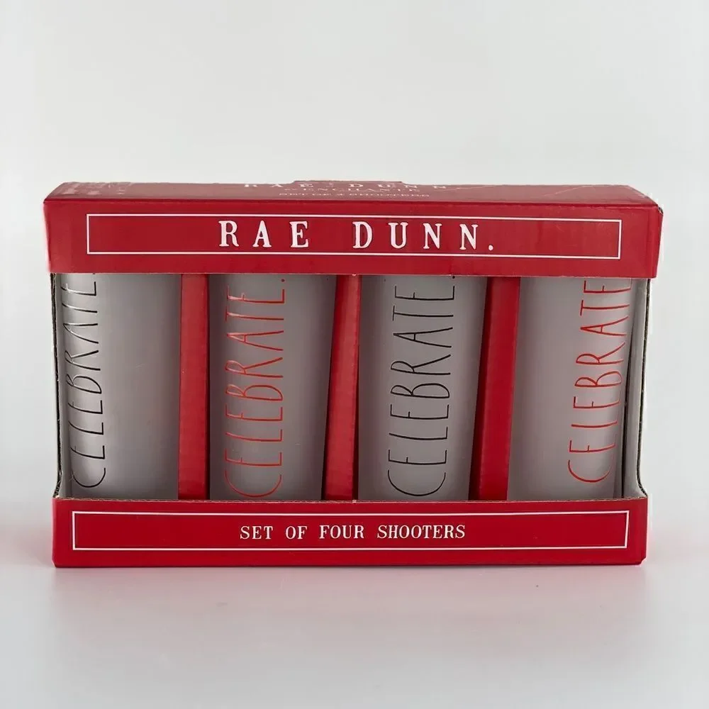 Rae Dunn Set of 4 Celebrate Shot Glass Shooters